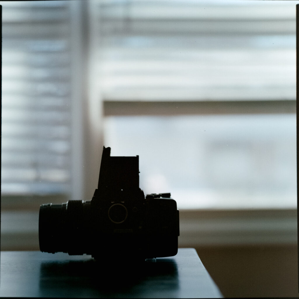 photo of a medium format camera on a table
